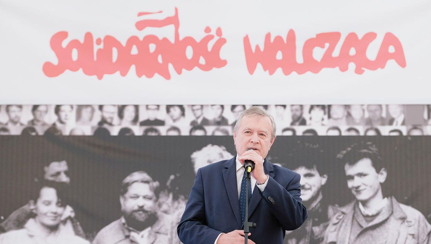 Piotr Gliński podczas obchodów 40-lecia Solidarności Walczącej  (fot. PAP/Mateusz Marek)