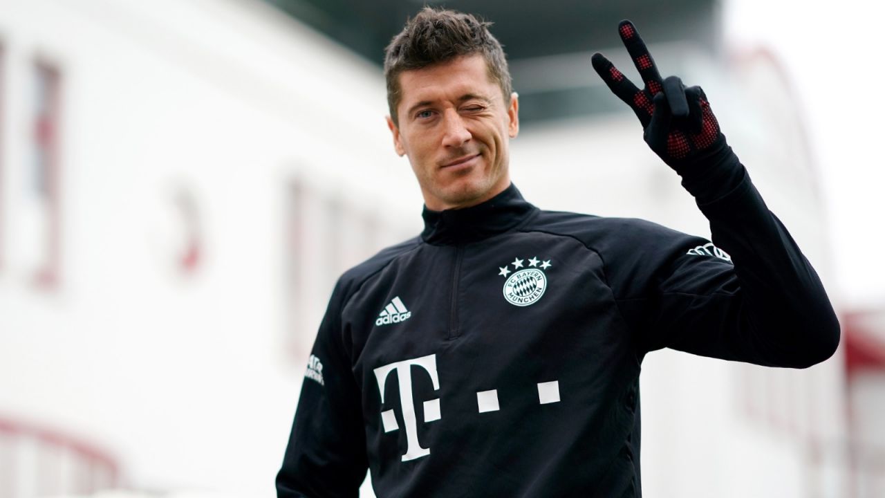Robert Lewandowski podczas treningu