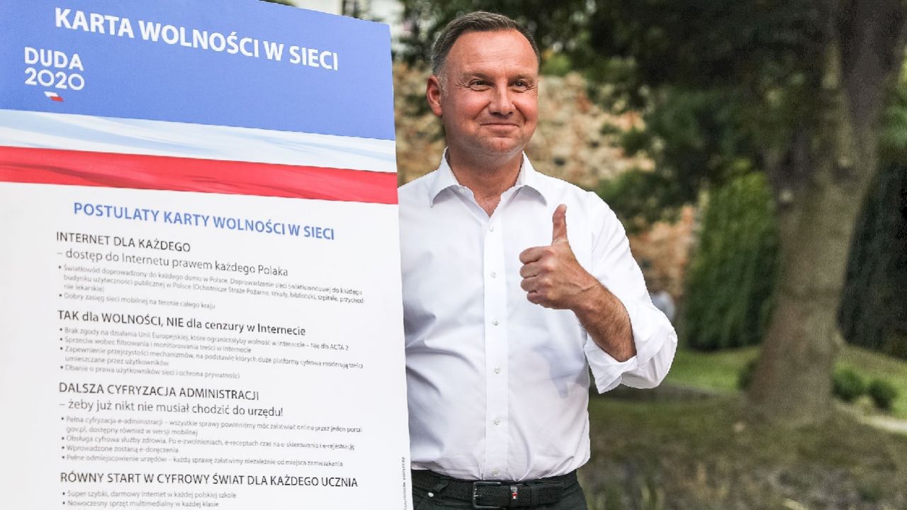 Karta wolności w sieci to m.in. sprzeciw dla podatku od smartfonów, światłowód w każdym domu i sprzeciw wobec ACTA2.(fot. FB/andrzejduda) Karta wolności w sieci to m.in. sprzeciw dla podatku od smartfonów, światłowód w każdym domu i sprzeciw wobec ACTA2.(fot. FB/andrzejduda)