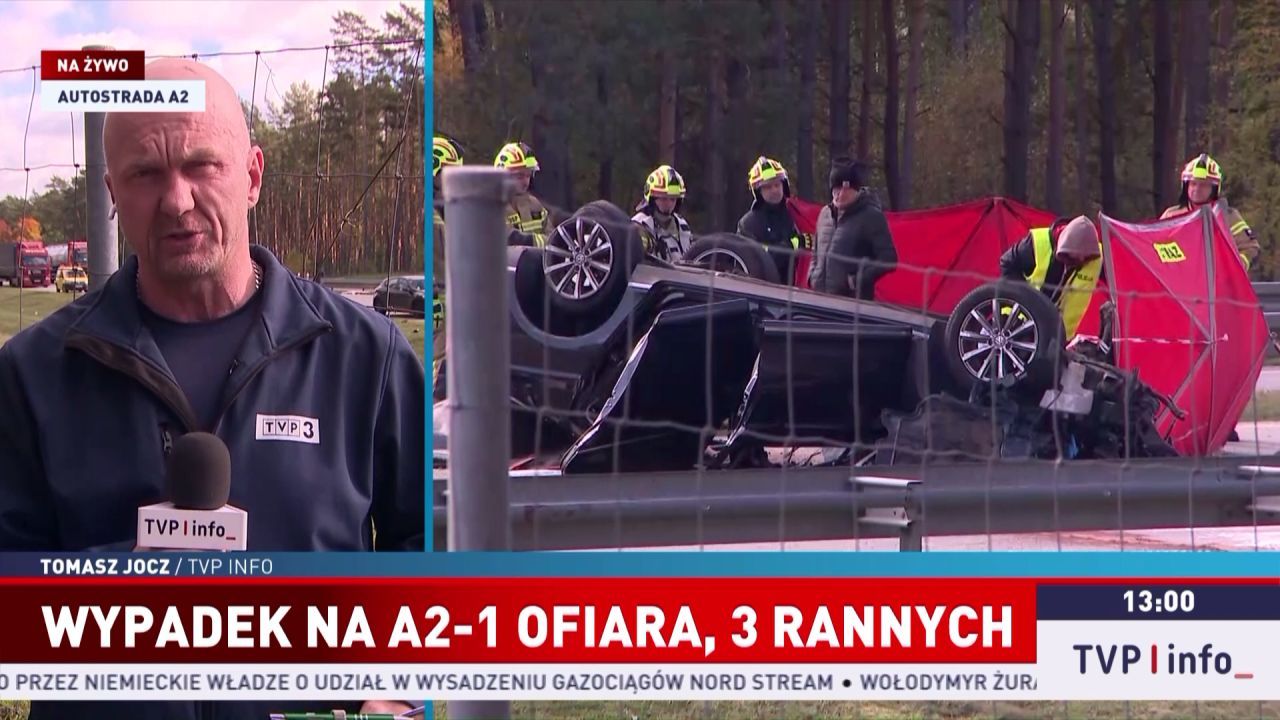 Dachowanie po zderzeniu z ciężarówką na trasie A2. Jedna osoba zginęła