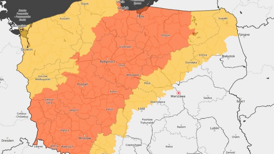 Wielkopolska - burze, ostrzeżenie drugiego stopnia, IMGW (fot. IMGW)