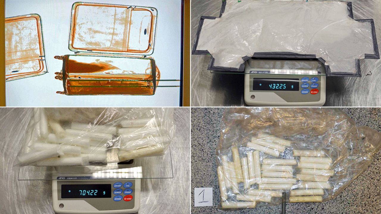 Kokaina ukryta była w podwójnym dnie walizki i w puszkach ze szparagami.