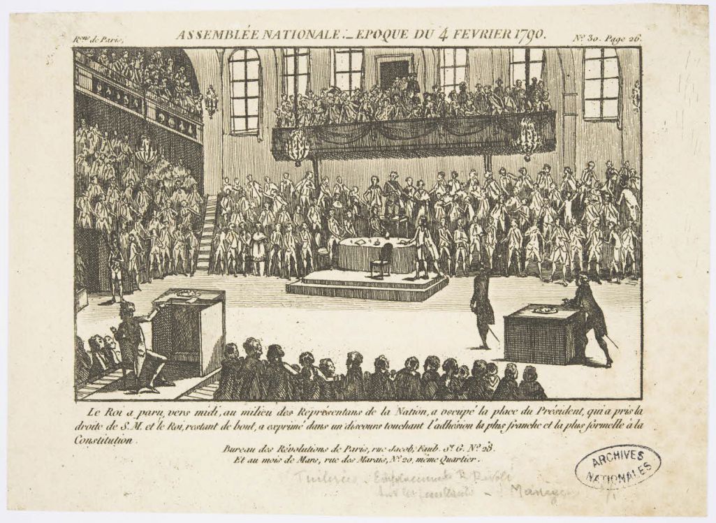 Нацыянальны сход Францыі, гравюра 1790 года. Выява: Archives nationales de France / Wikimedia