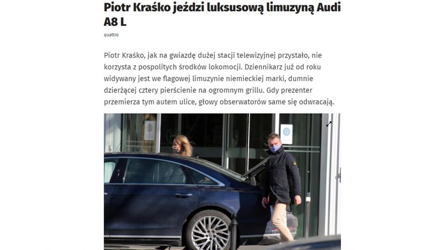Luksusowe Audi Piotra Kraśki (fot. screen se.pl)