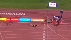Upadek Anouk Krause-Jentsch podczas mistrzostw świata do lat 20 (fot. TVP)