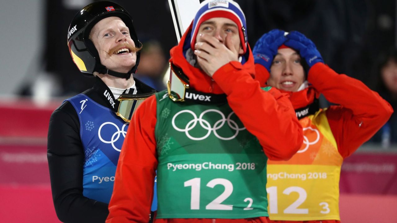 Andreas Stjernen, Johann Andre Forfang, Robert Johansson podczas igrzysk w Pjongczangu (fot. Getty)