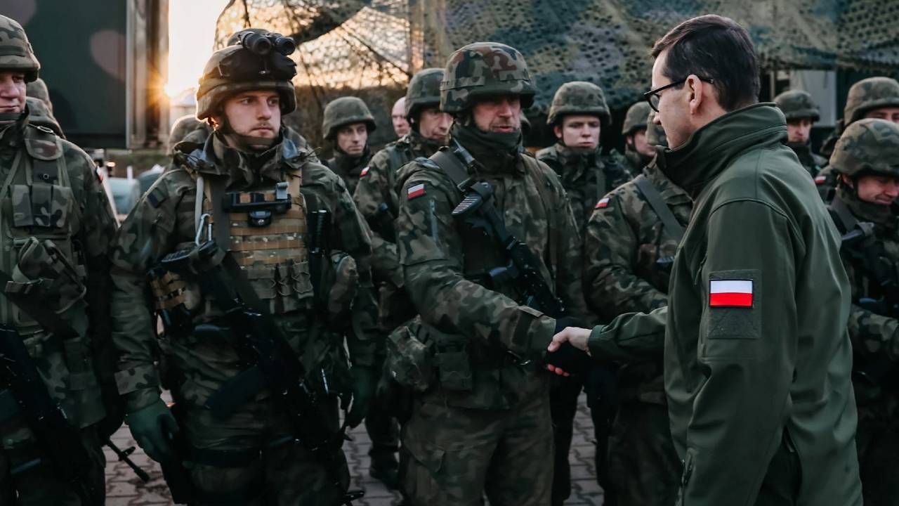 Premier odwiedził mundurowych na granicy z Białorusią (fot. PAP/EPA/ADAM GUZ / CHANCELLERY OF PRIME MINISTER HANDOUT)