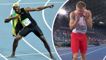 Usain Bolt i Oliwer Wdowik (fot. Getty Images/TVP) Usain Bolt i Oliwer Wdowik (fot. Getty Images/TVP)