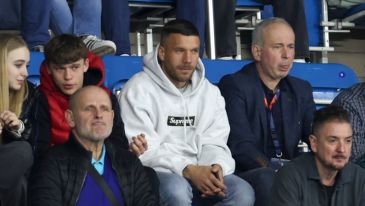 Lukas Podolski, mistrz świata z 2014 roku, oglądał z trybun mecz Górnika Zabrze z Rhein-Neckar Loewen